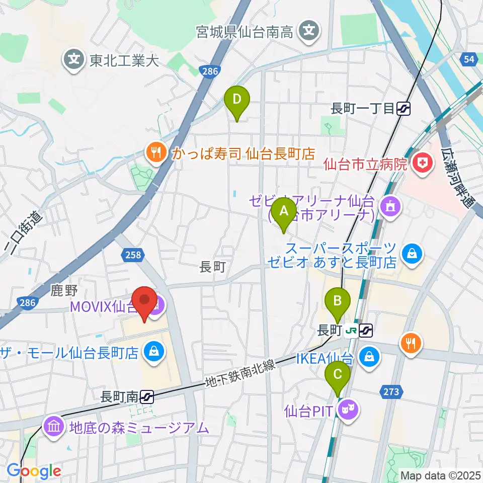島村楽器 仙台長町モール店周辺のホテル一覧地図