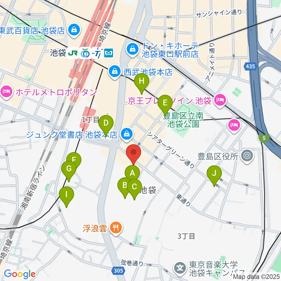 池袋mono周辺のホテル一覧地図