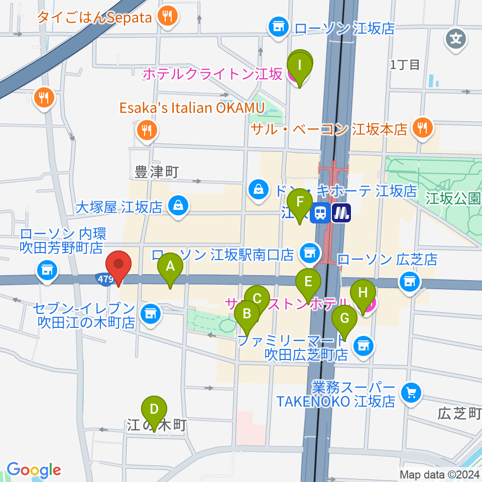 江坂ツインリバーブ周辺のホテル一覧地図