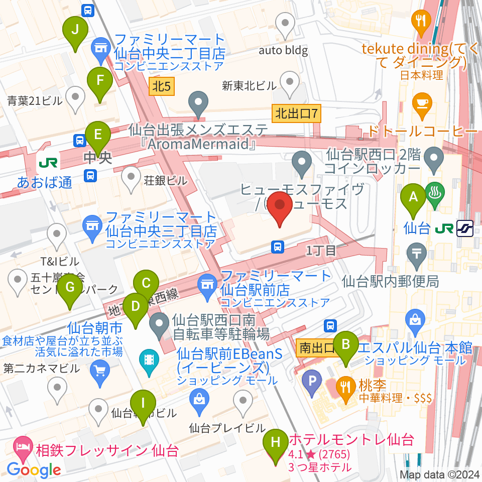 島村楽器 仙台ロフト店周辺のホテル一覧地図