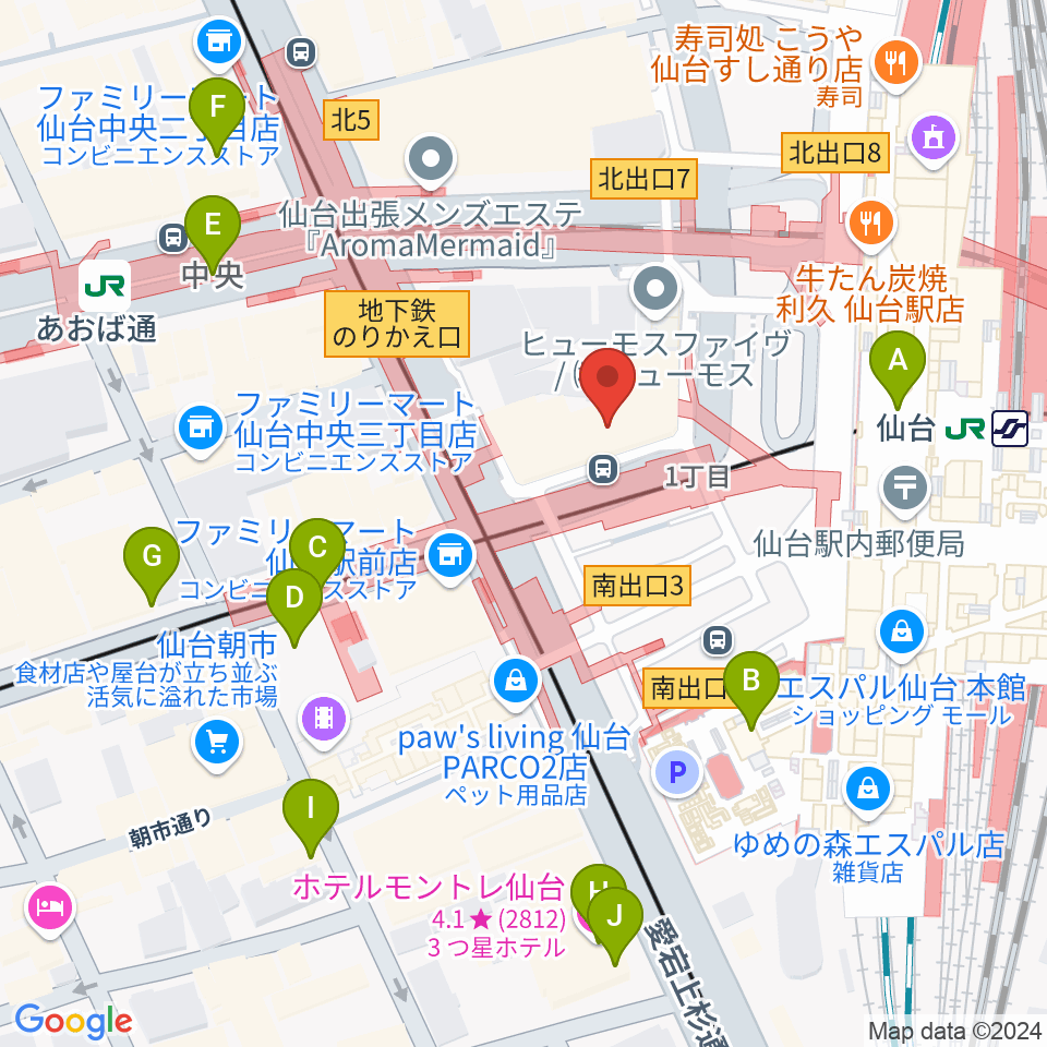 島村楽器 仙台ロフト店周辺のホテル一覧地図