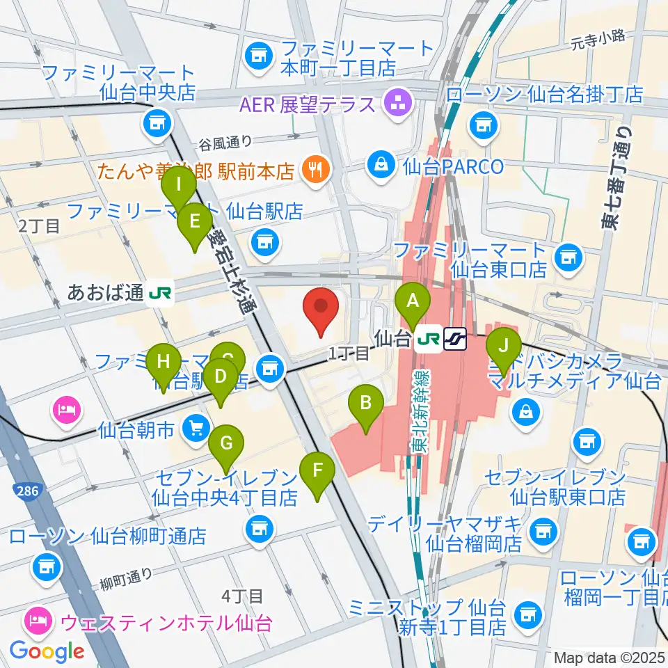 島村楽器 仙台ロフト店周辺のホテル一覧地図