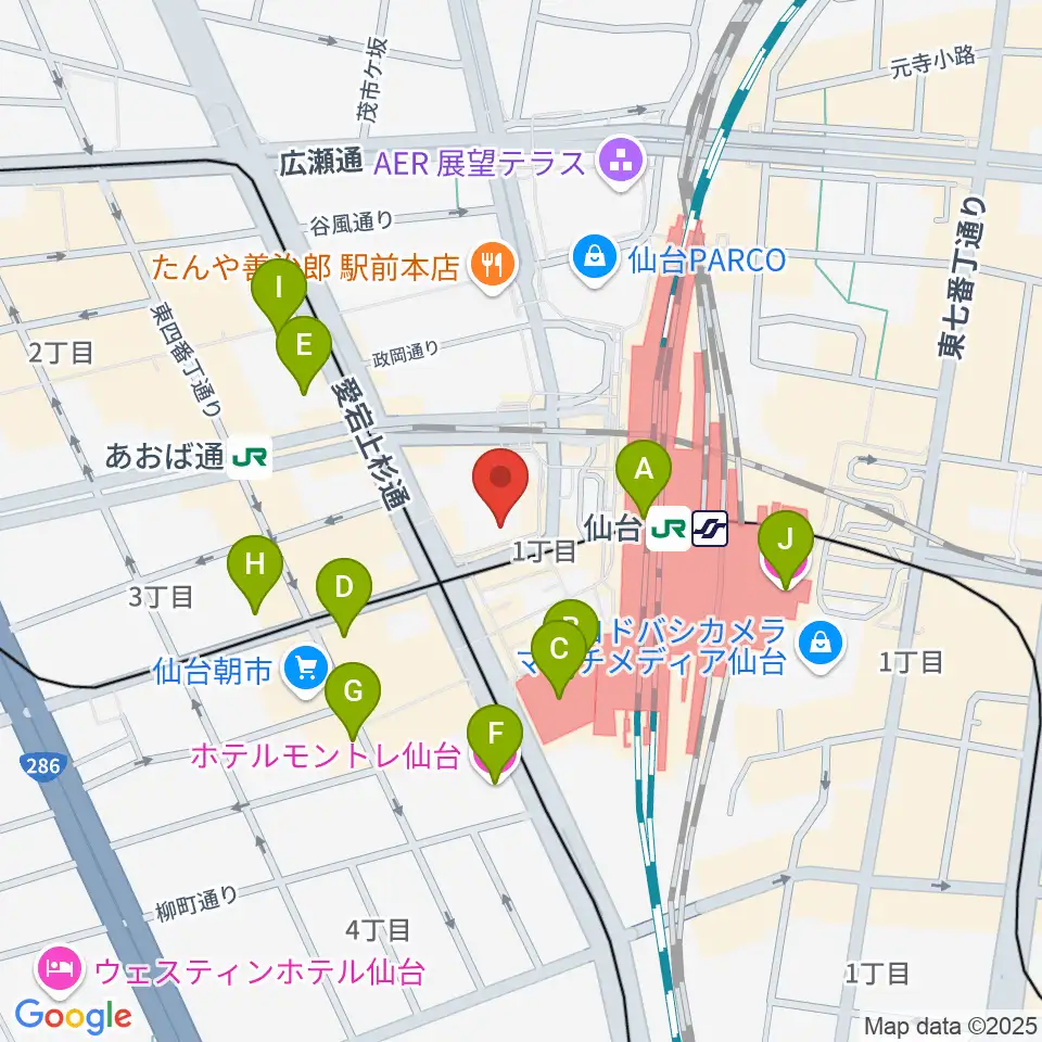 島村楽器 仙台ロフト店周辺のホテル一覧地図