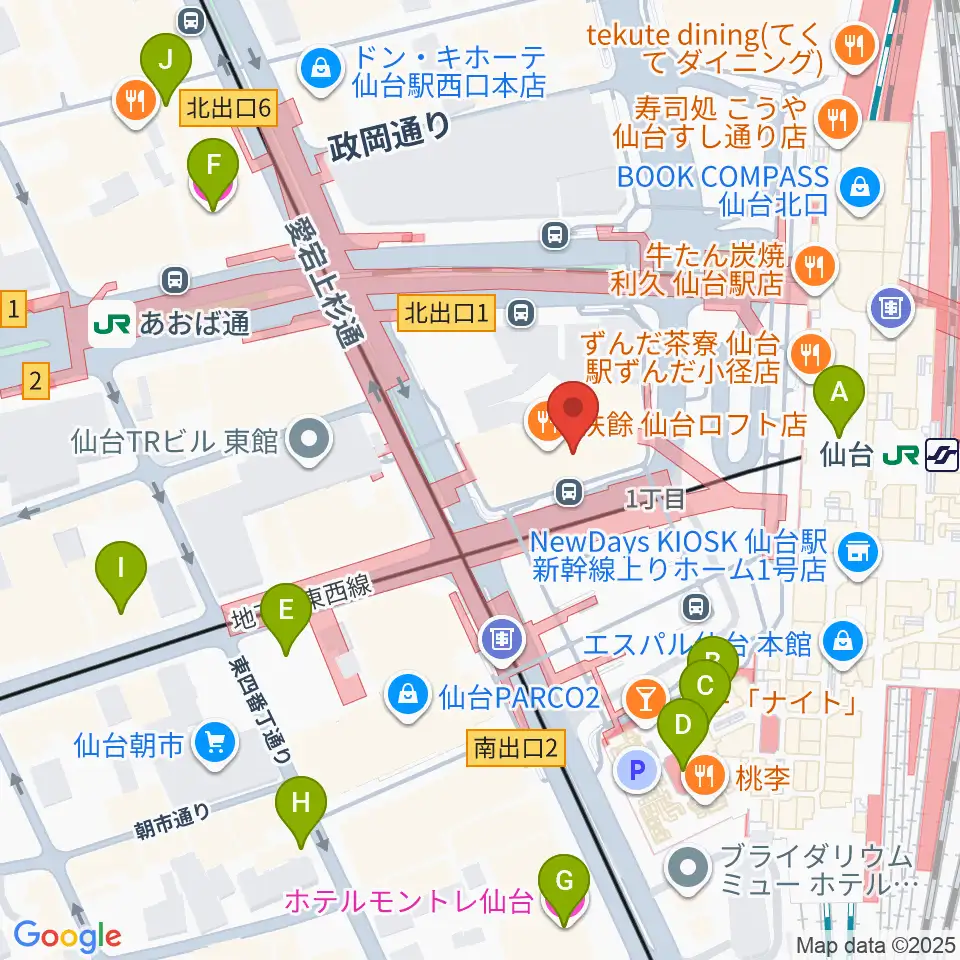 島村楽器 仙台ロフト店周辺のホテル一覧地図
