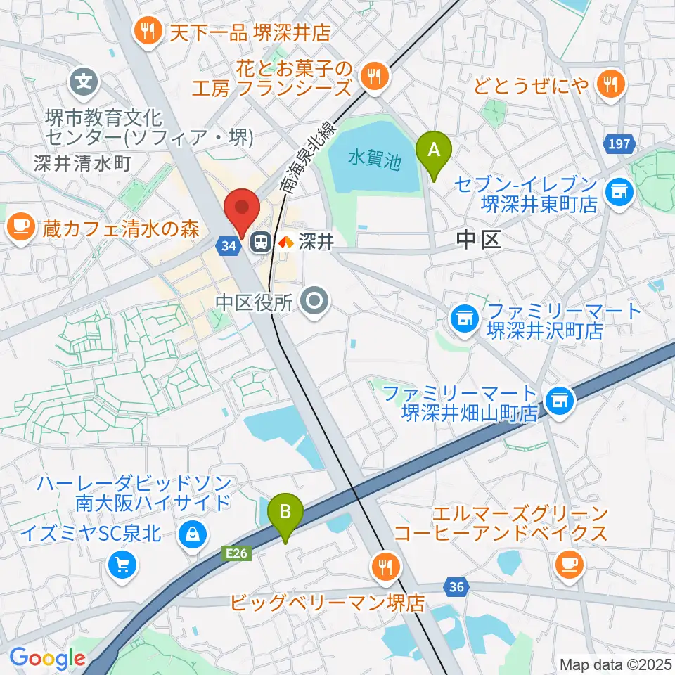 ベースオントップ深井駅前店周辺のホテル一覧地図