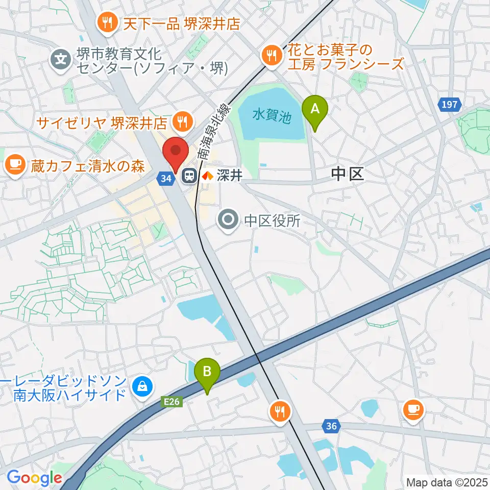 ベースオントップ深井駅前店周辺のホテル一覧地図