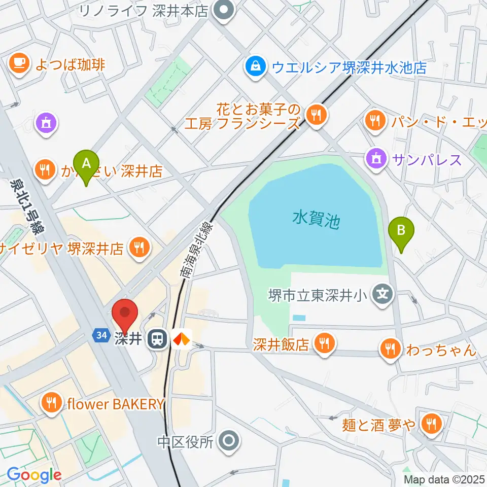 ベースオントップ深井駅前店周辺のホテル一覧地図