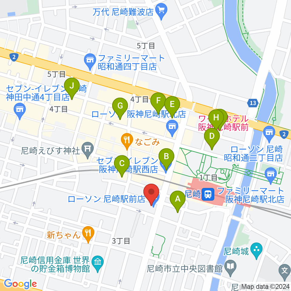 ベースオントップ尼崎店周辺のホテル一覧地図