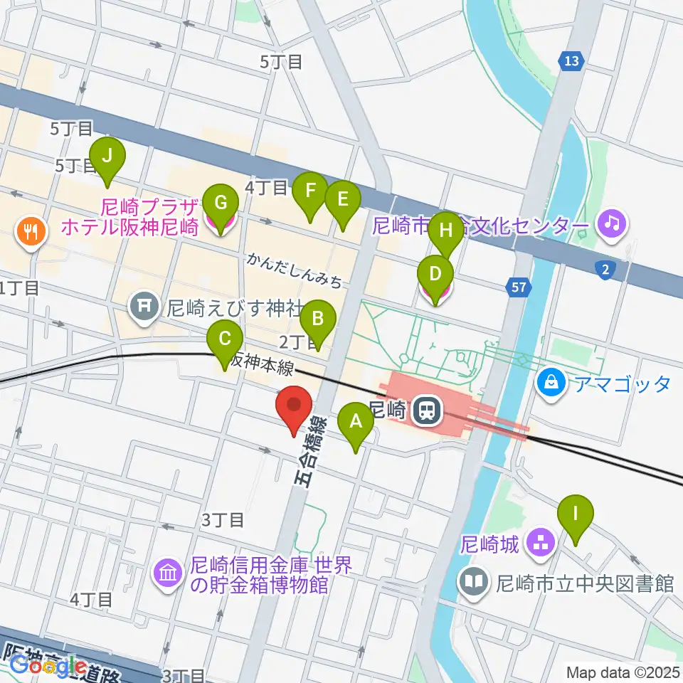 ベースオントップ尼崎店周辺のホテル一覧地図