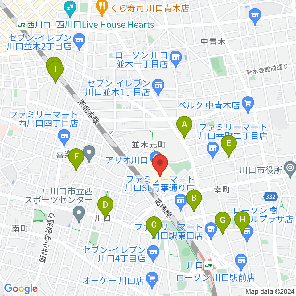 ヤマノミュージックサロン川口周辺のホテル一覧地図