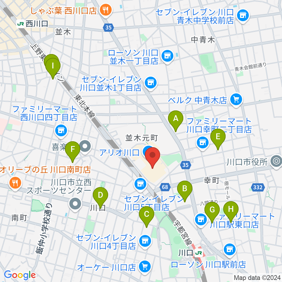 ヤマノミュージックサロン川口周辺のホテル一覧地図