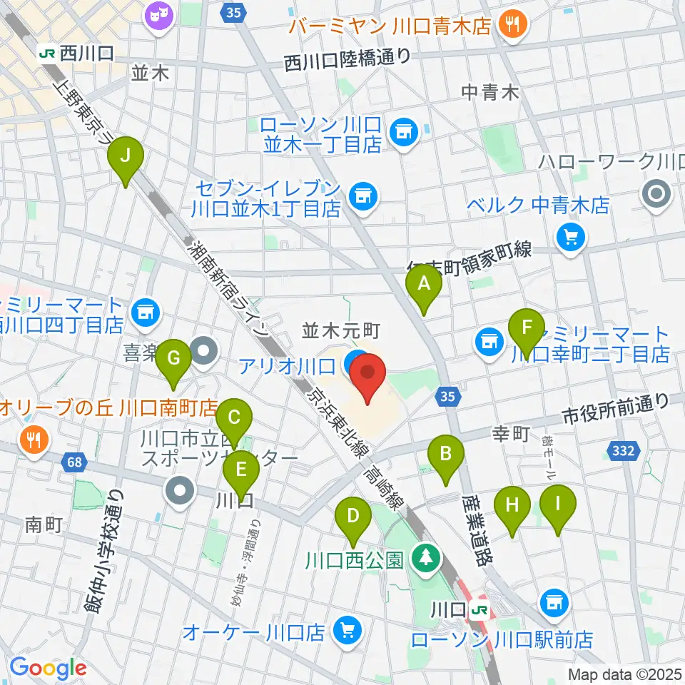 ヤマノミュージックサロン川口周辺のホテル一覧地図