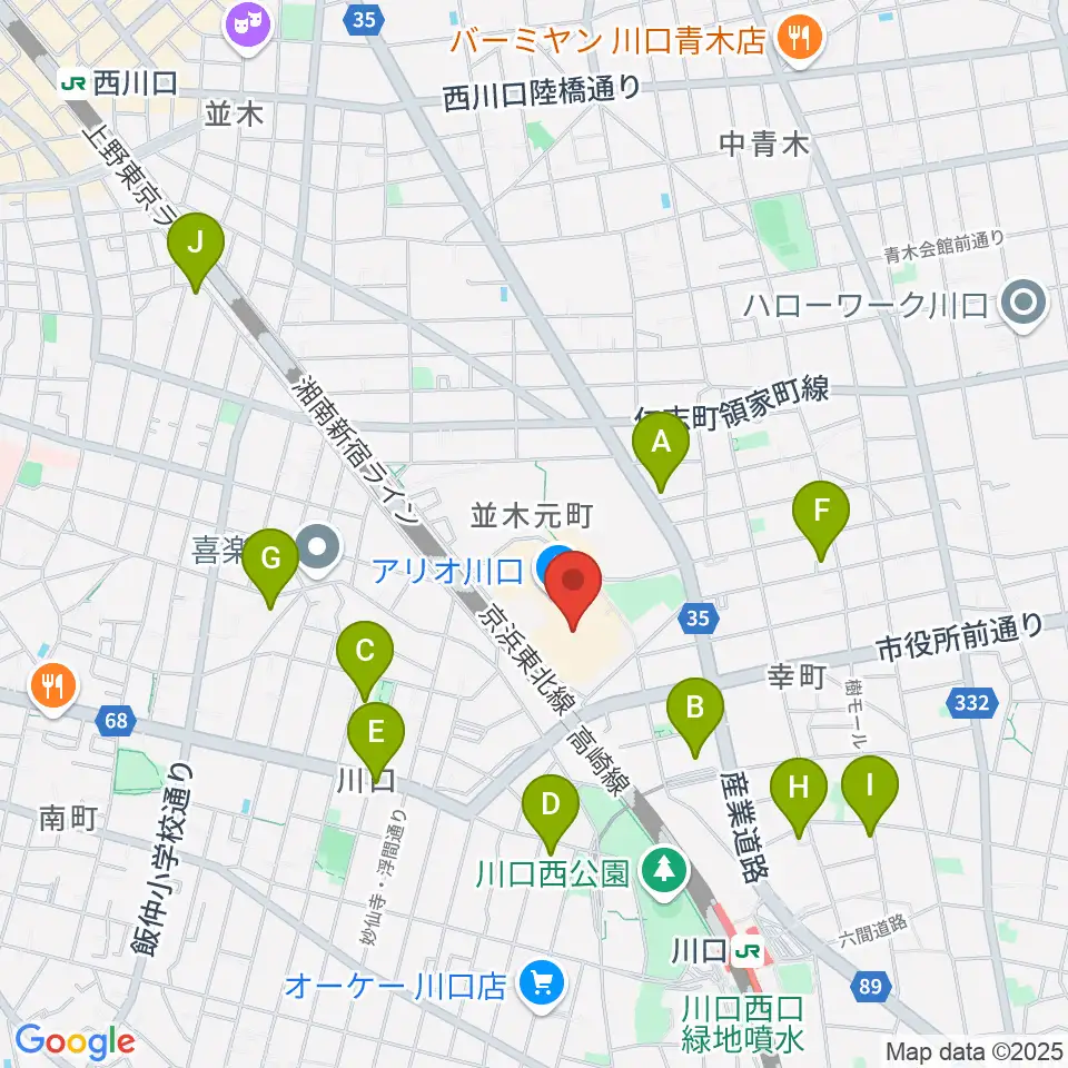 ヤマノミュージックサロン川口周辺のホテル一覧地図