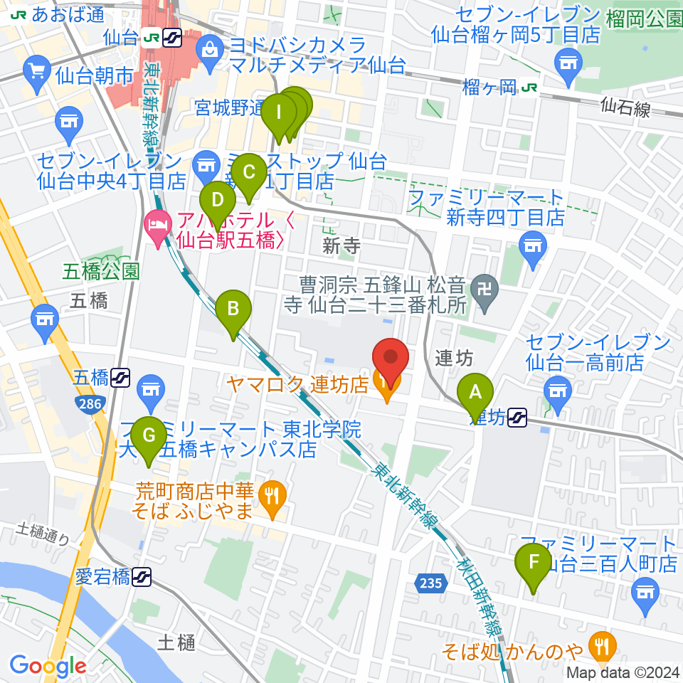 ハタケヤマ楽器周辺のホテル一覧地図