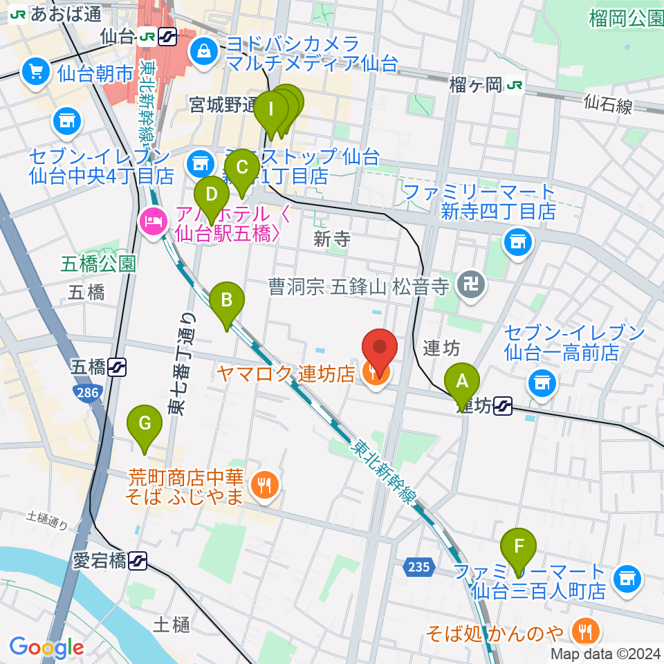 ハタケヤマ楽器周辺のホテル一覧地図