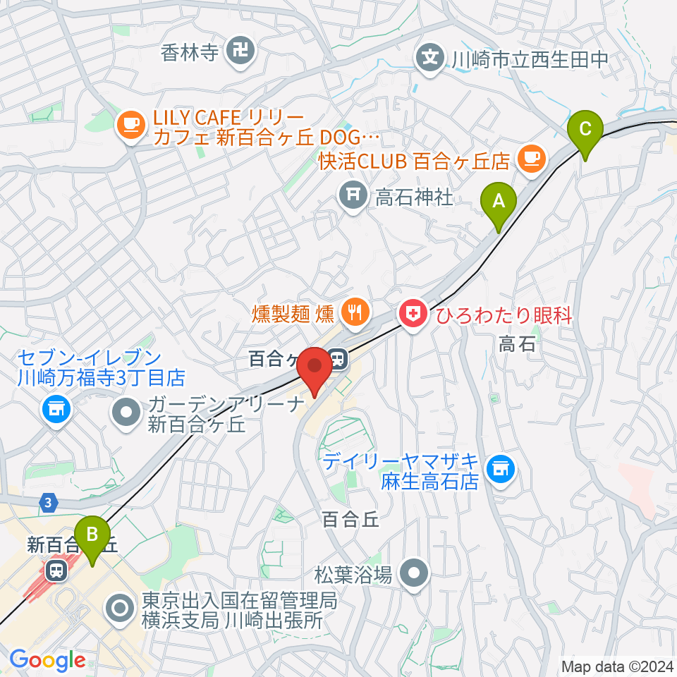 ムーザ ユリガオカ周辺のホテル一覧地図