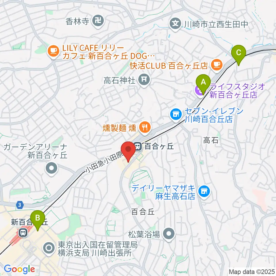 ムーザ ユリガオカ周辺のホテル一覧地図