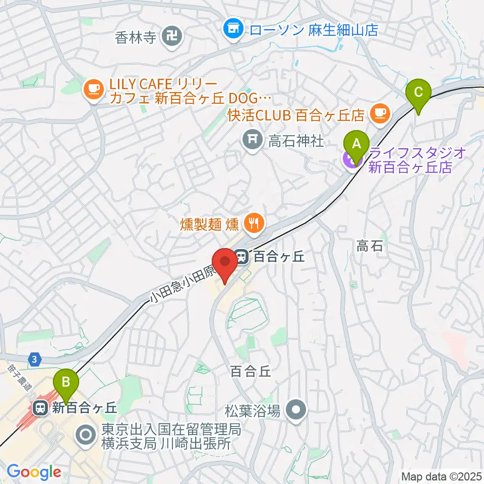 ムーザ ユリガオカ周辺のホテル一覧地図