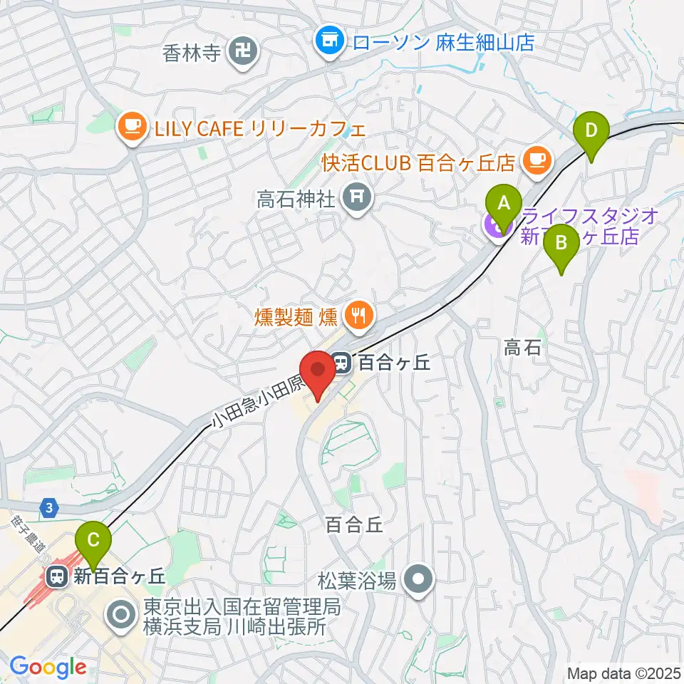 ムーザ ユリガオカ周辺のホテル一覧地図
