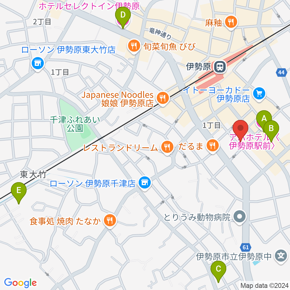 厚木楽器 アミ伊勢原周辺のホテル一覧地図