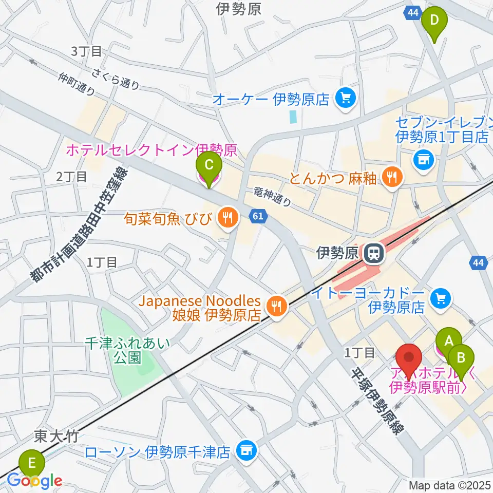 厚木楽器 アミ伊勢原周辺のホテル一覧地図