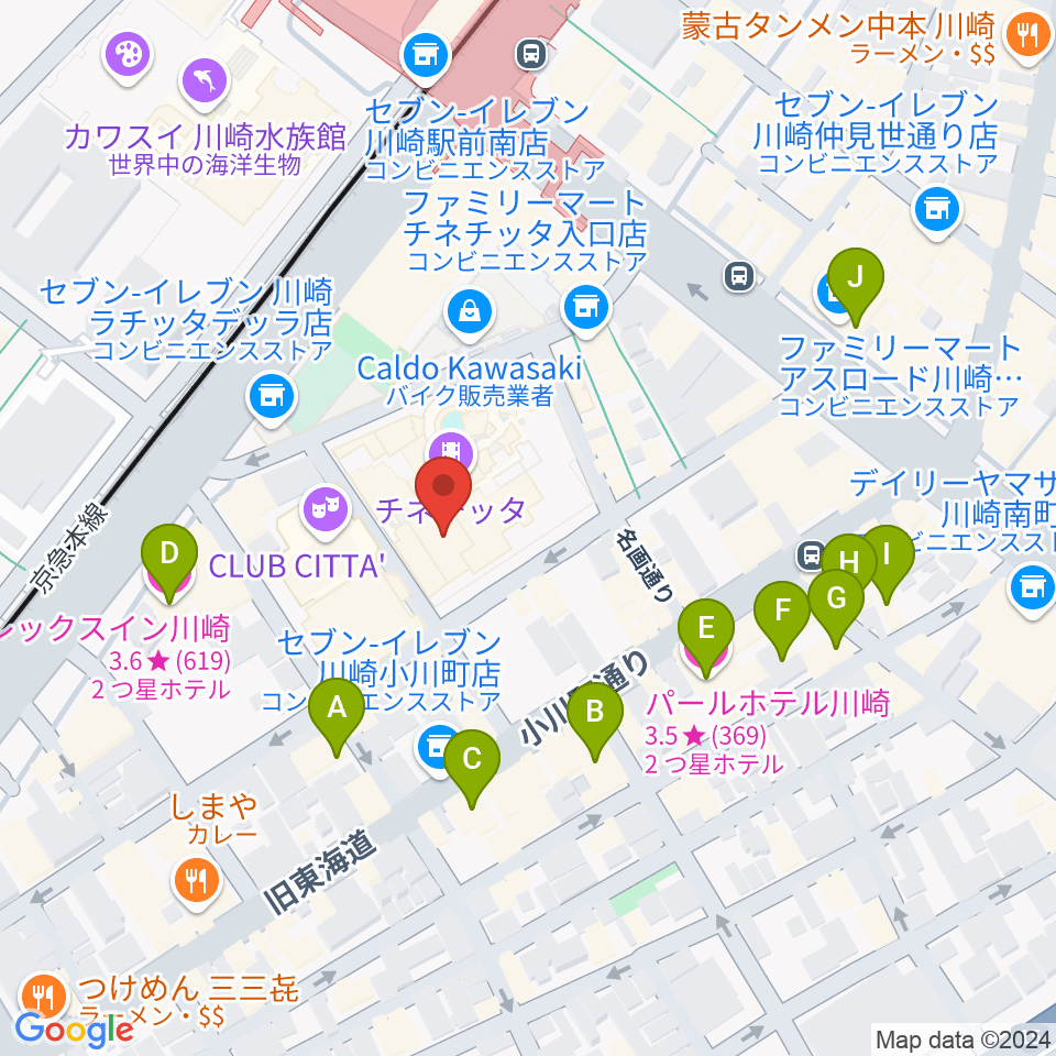 山野楽器ロックイン川崎周辺のホテル一覧地図