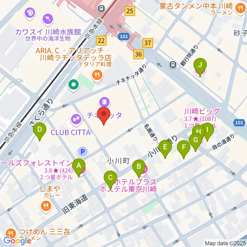山野楽器ロックイン川崎周辺のホテル一覧地図