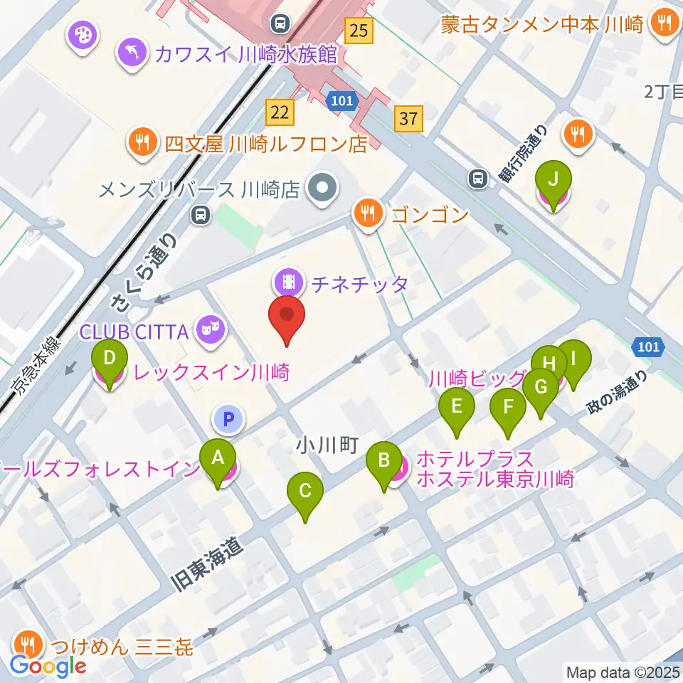 山野楽器ロックイン川崎周辺のホテル一覧地図