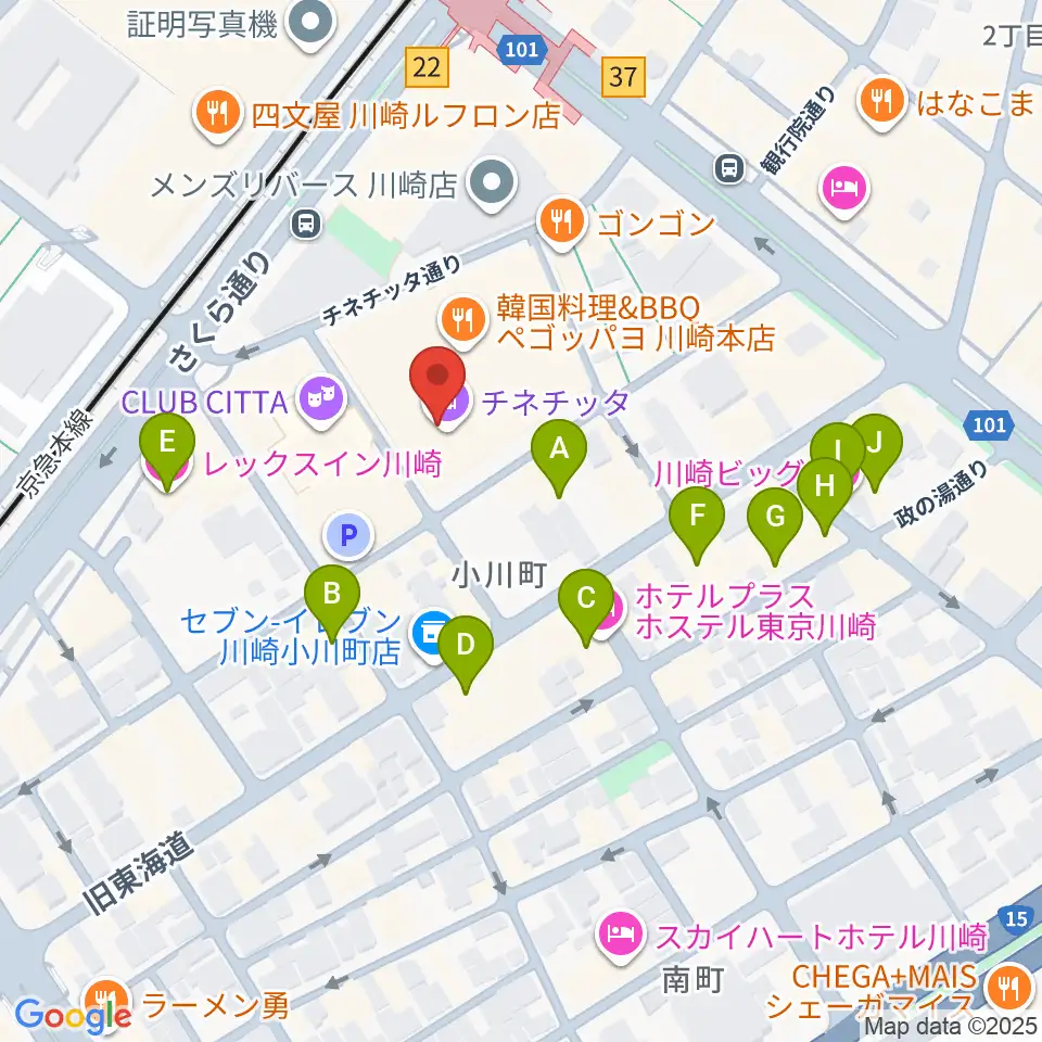 山野楽器ロックイン川崎周辺のホテル一覧地図