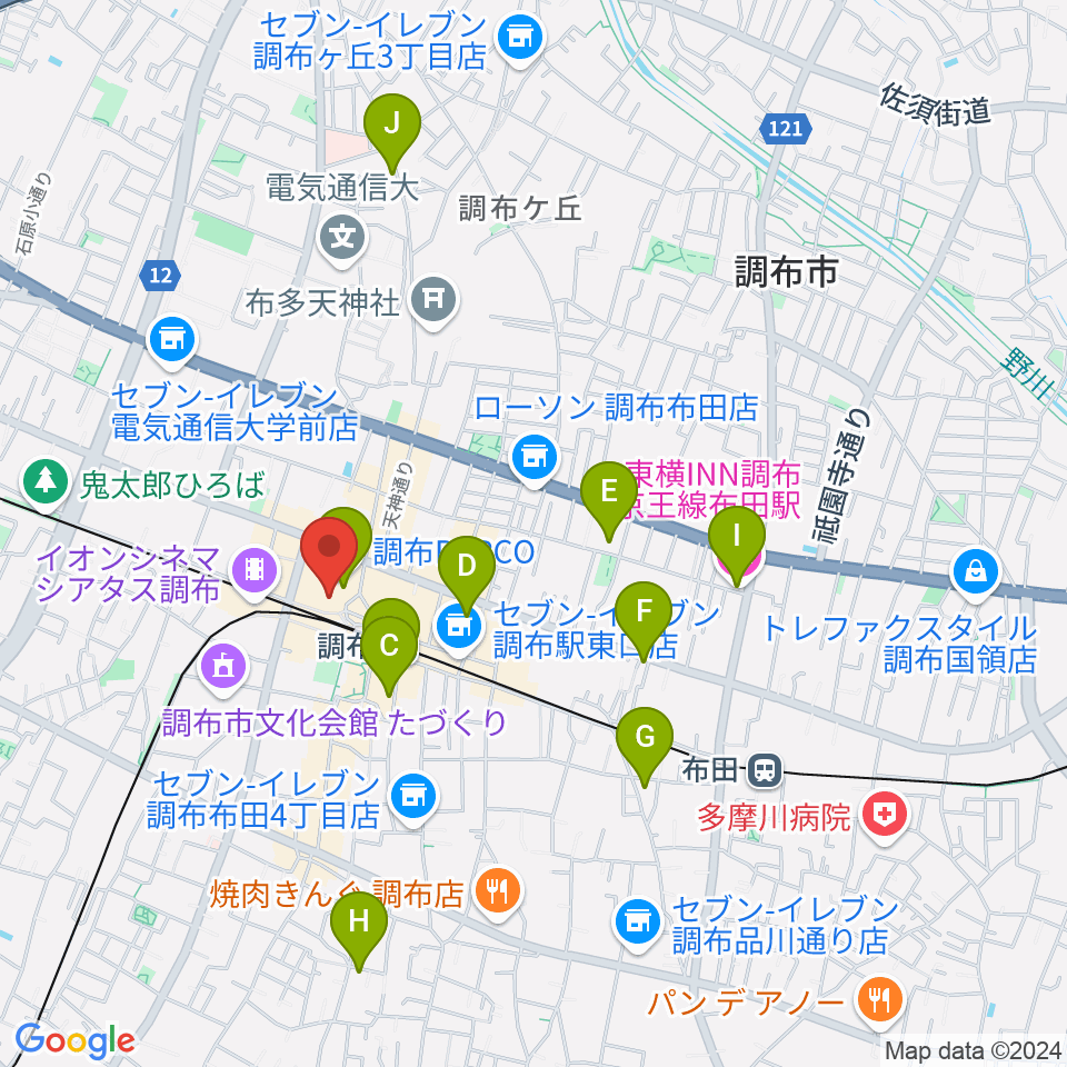 山野楽器 調布パルコ店周辺のホテル一覧地図