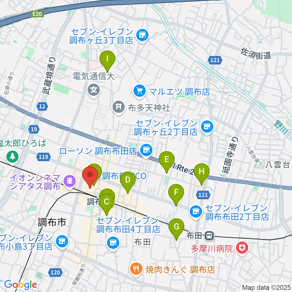 山野楽器 調布パルコ店周辺のホテル一覧地図