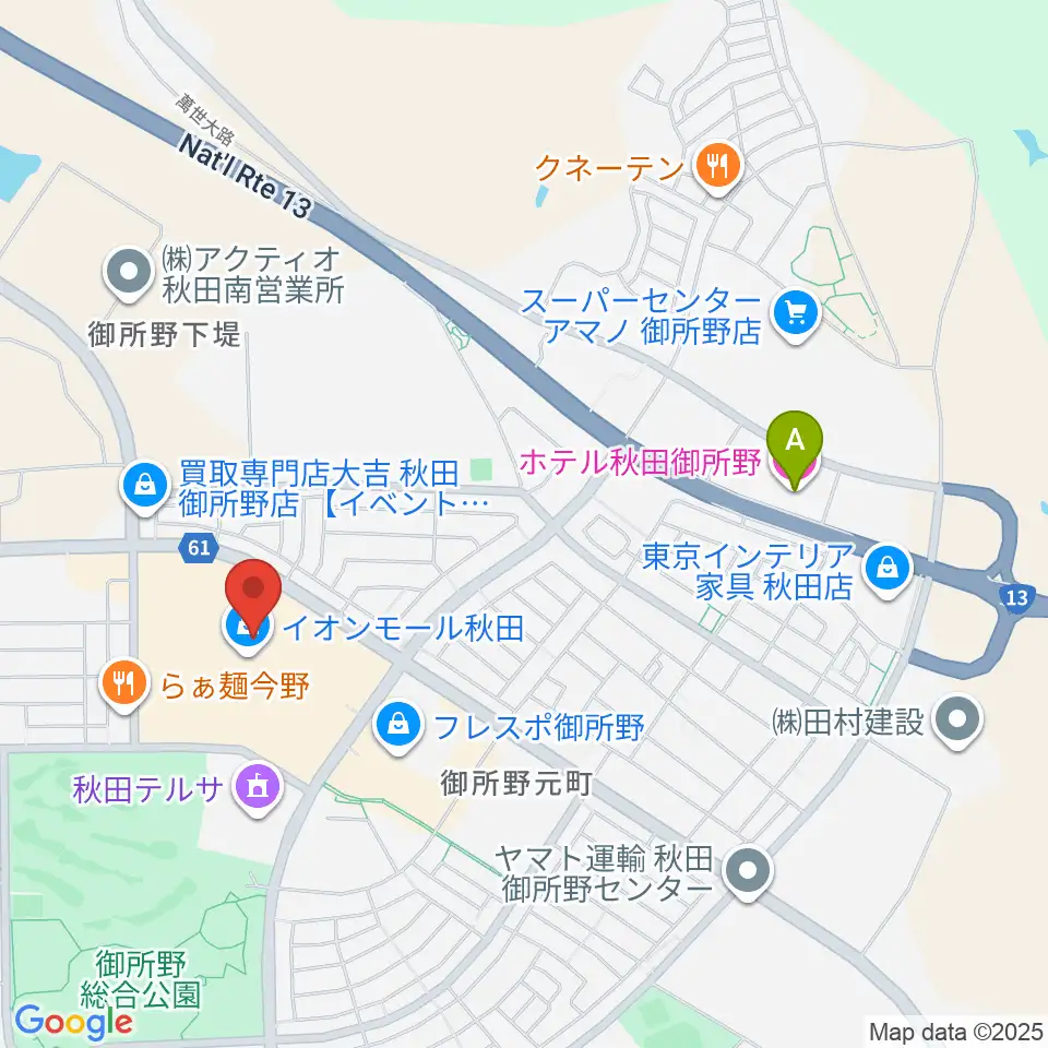 島村楽器 イオンモール秋田店周辺のホテル一覧地図