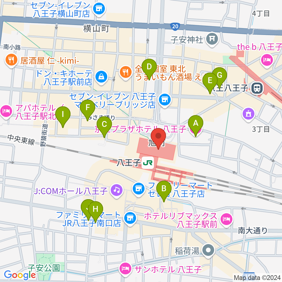 山野楽器 セレオ八王子店周辺のホテル一覧地図