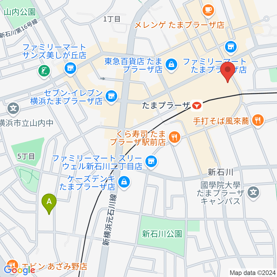 山野楽器 たまプラーザ テラス店周辺のホテル一覧地図