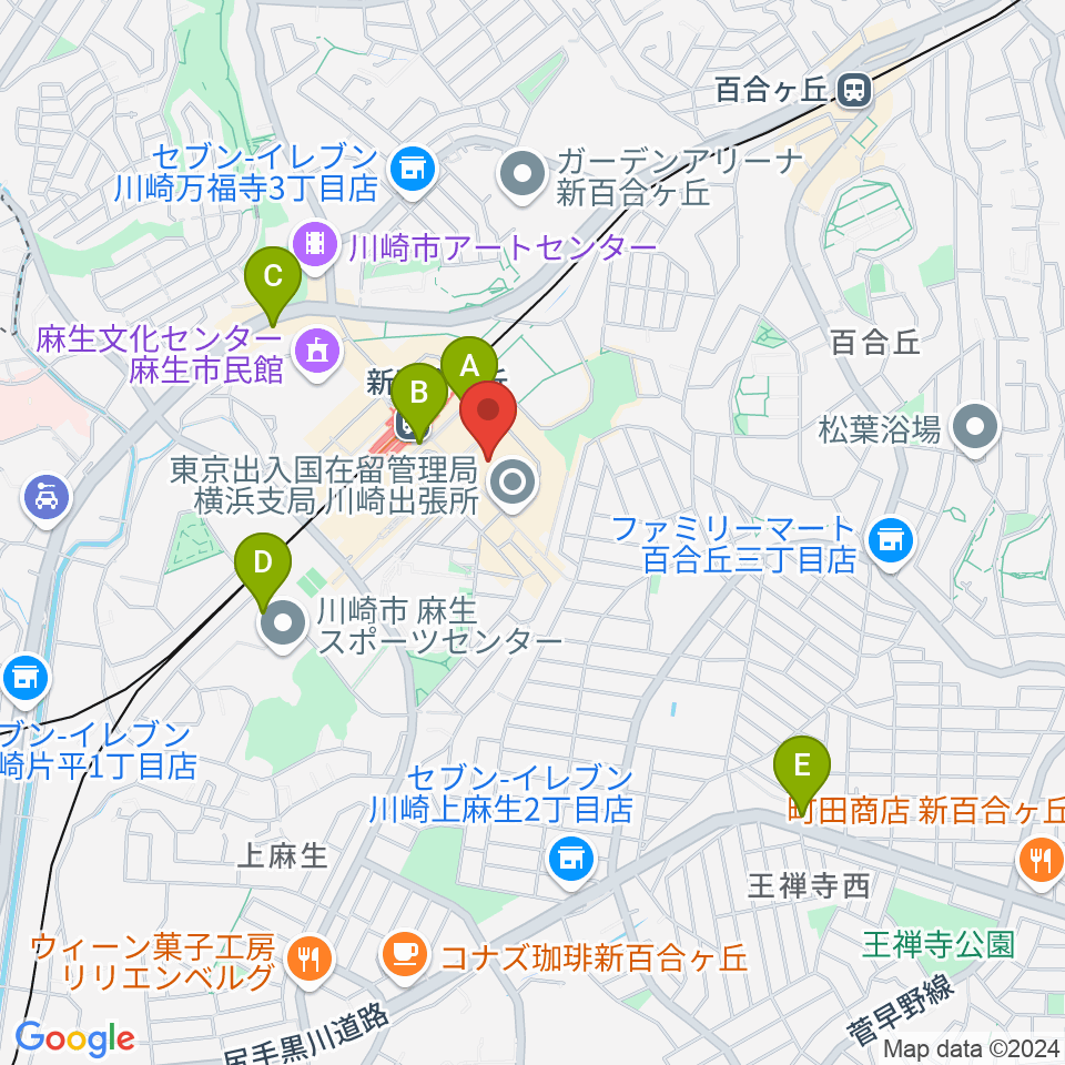 山野楽器 新百合ヶ丘エルミロード店周辺のホテル一覧地図