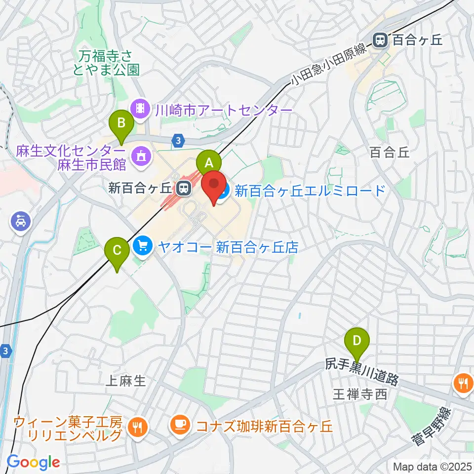 山野楽器 新百合ヶ丘エルミロード店周辺のホテル一覧地図