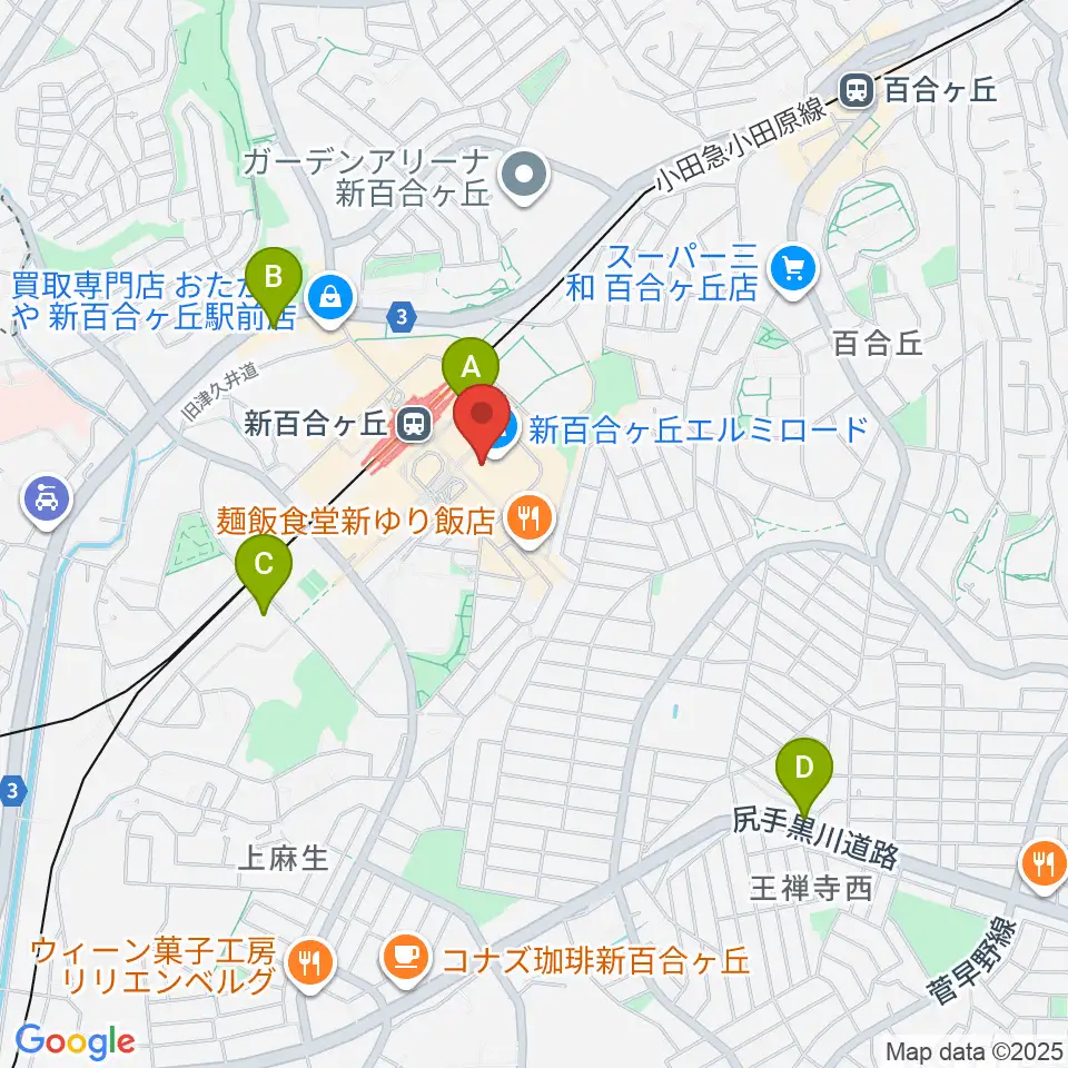 山野楽器 新百合ヶ丘エルミロード店周辺のホテル一覧地図
