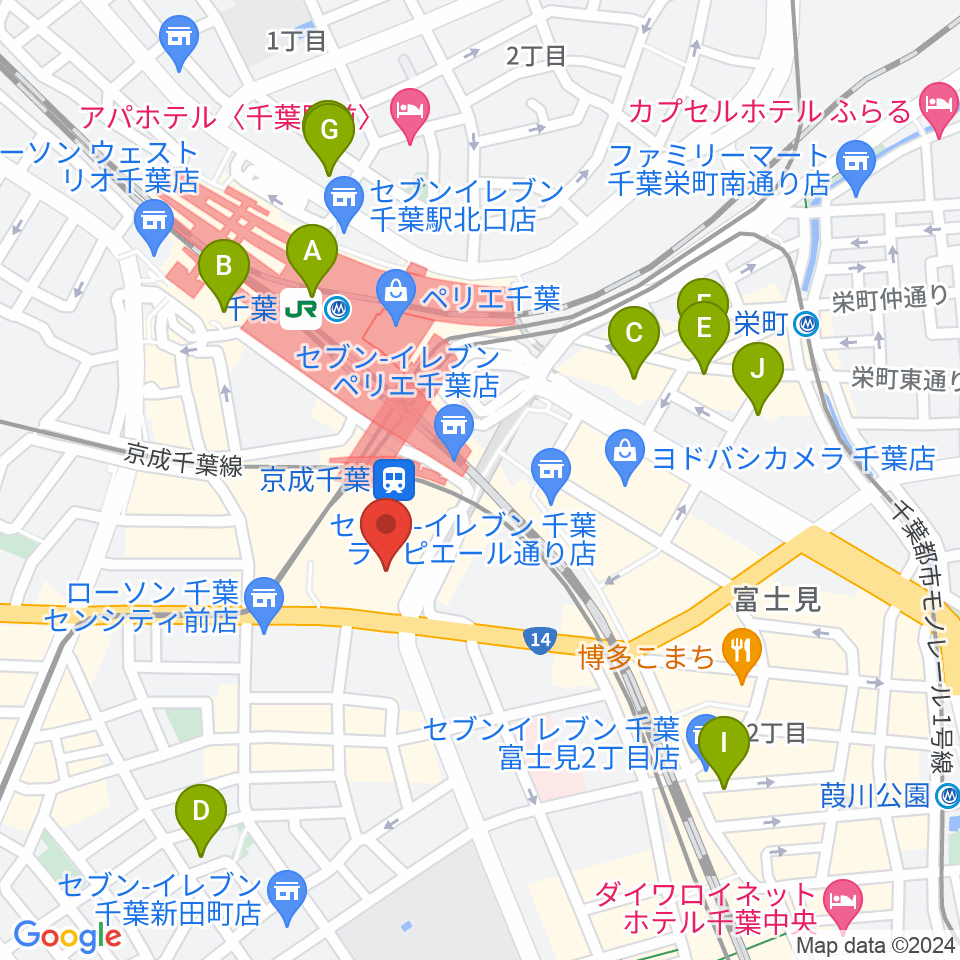 山野楽器 そごう千葉店周辺のホテル一覧地図
