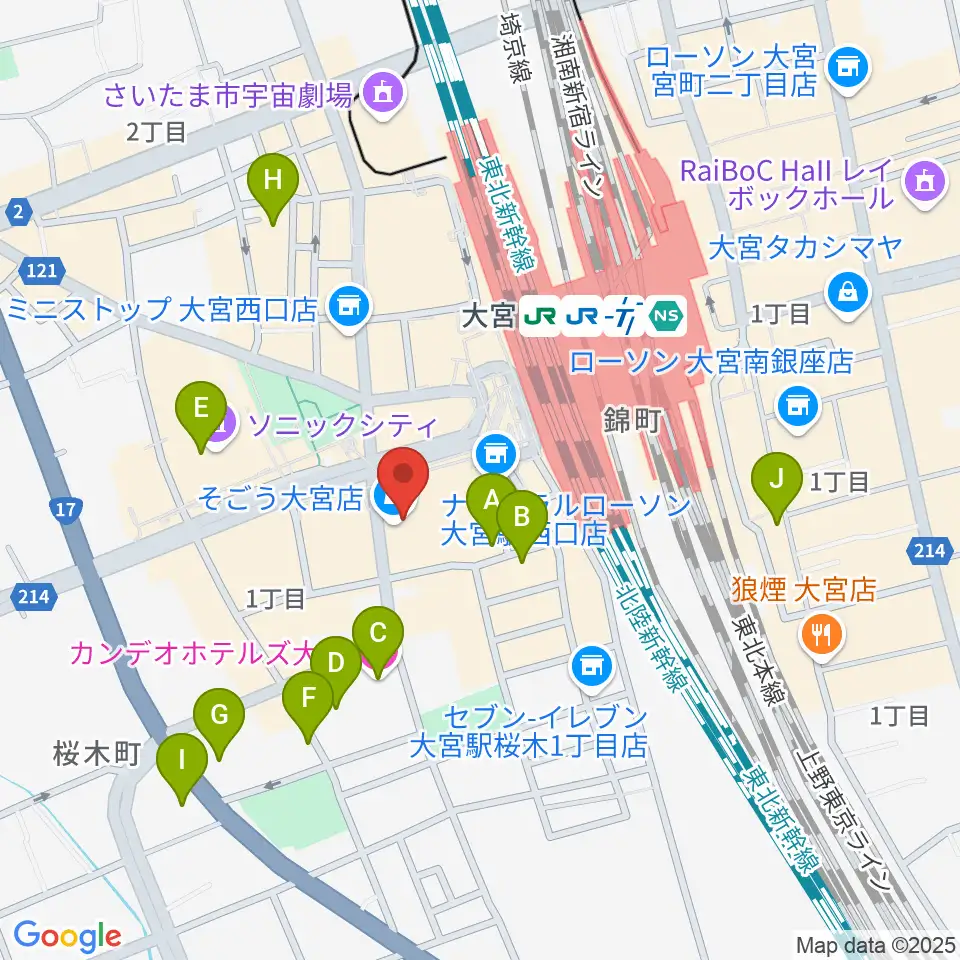 山野楽器 そごう大宮店周辺のホテル一覧地図