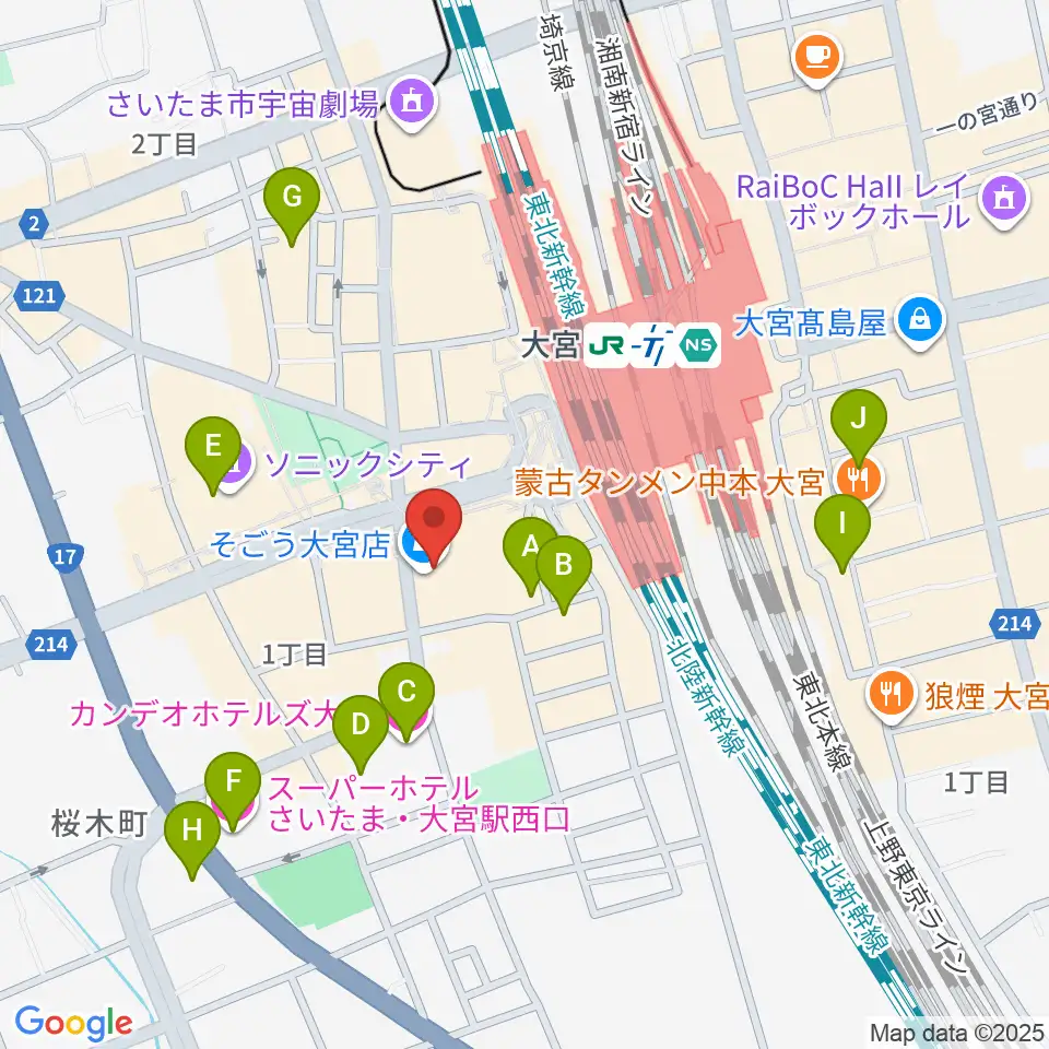 山野楽器 そごう大宮店周辺のホテル一覧地図