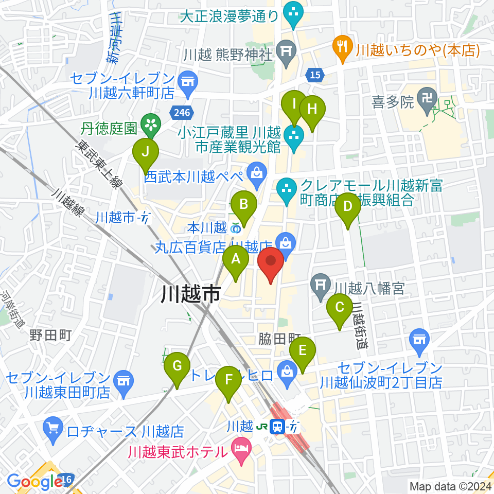 山野楽器 丸広川越店周辺のホテル一覧地図