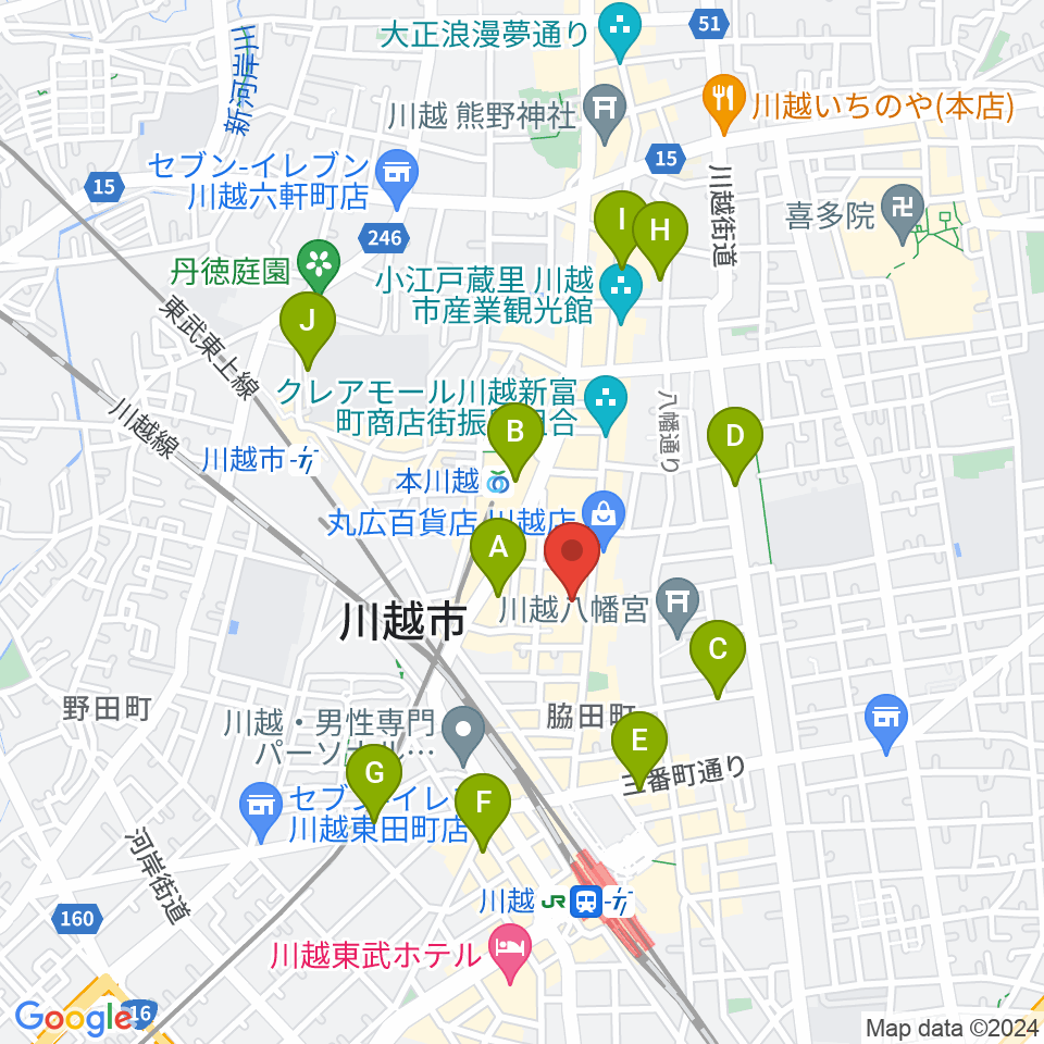 山野楽器 丸広川越店周辺のホテル一覧地図