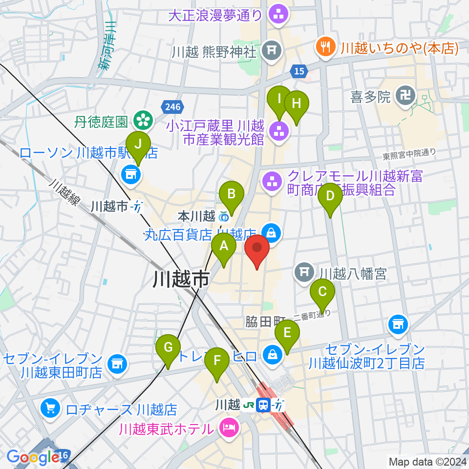 山野楽器 丸広川越店周辺のホテル一覧地図