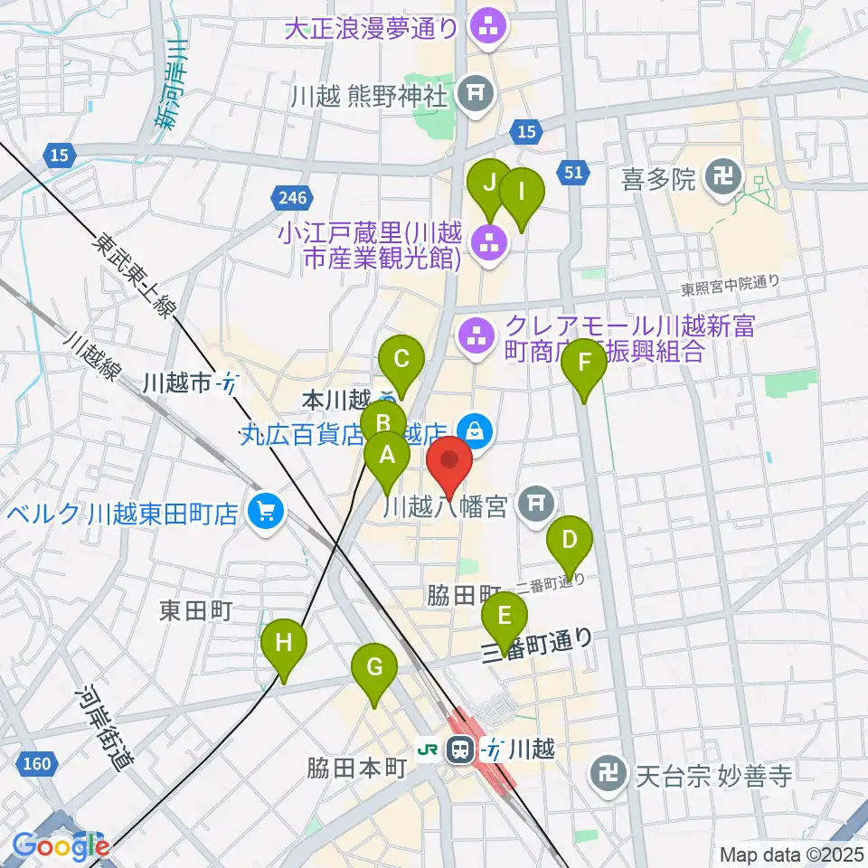 山野楽器 丸広川越店周辺のホテル一覧地図