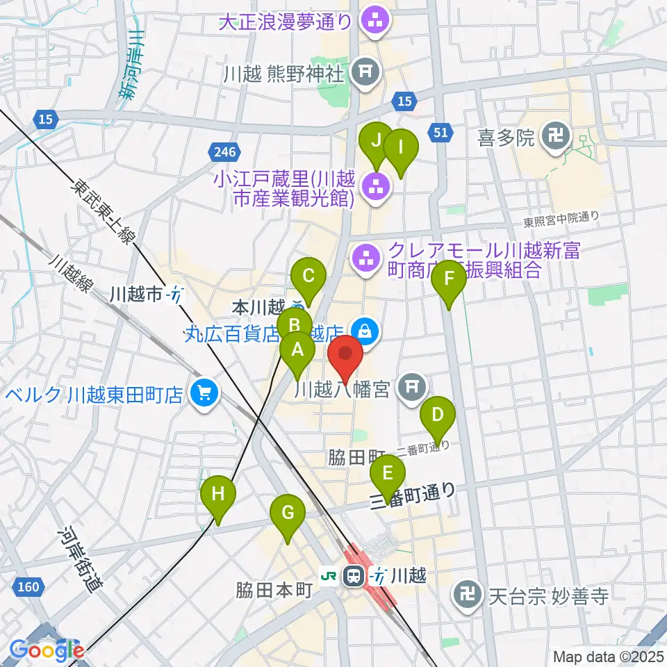 山野楽器 丸広川越店周辺のホテル一覧地図