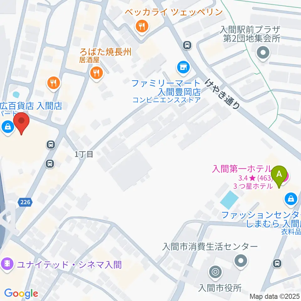 山野楽器 丸広入間店周辺のホテル一覧地図