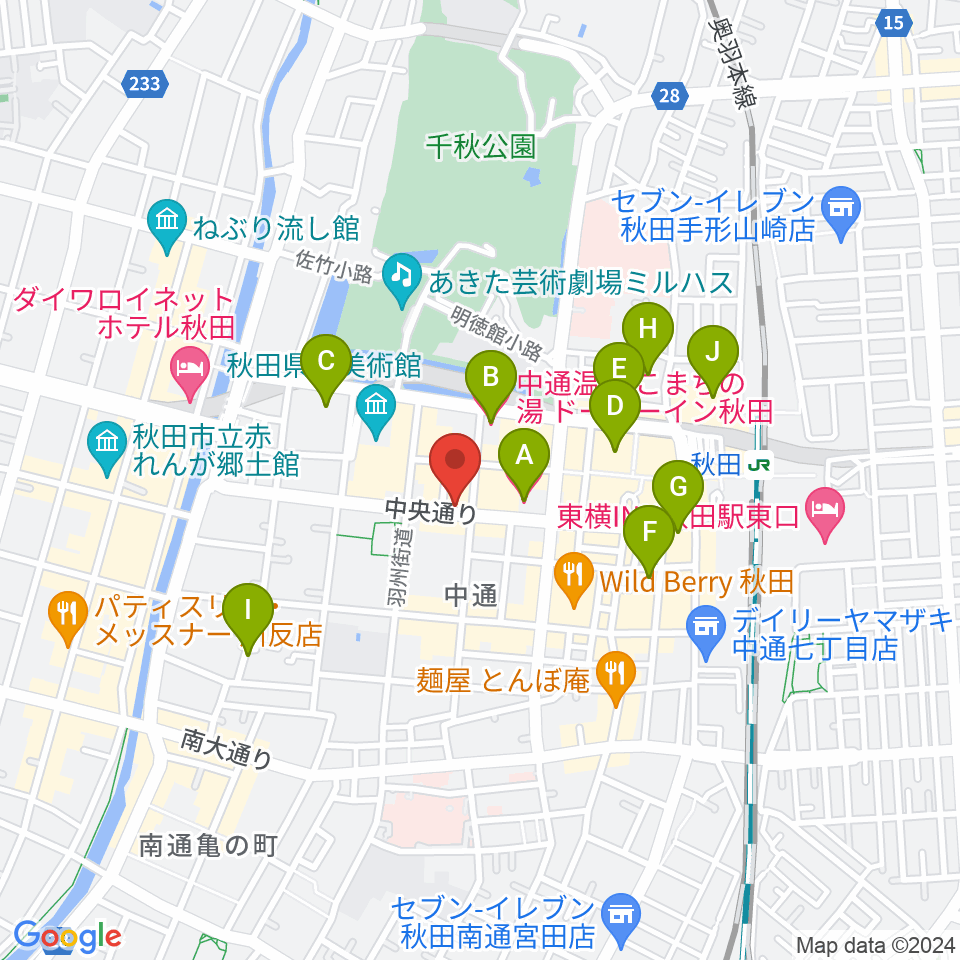 カワイ秋田ショップ周辺のホテル一覧地図