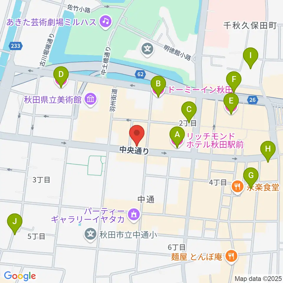 カワイ秋田ショップ周辺のホテル一覧地図