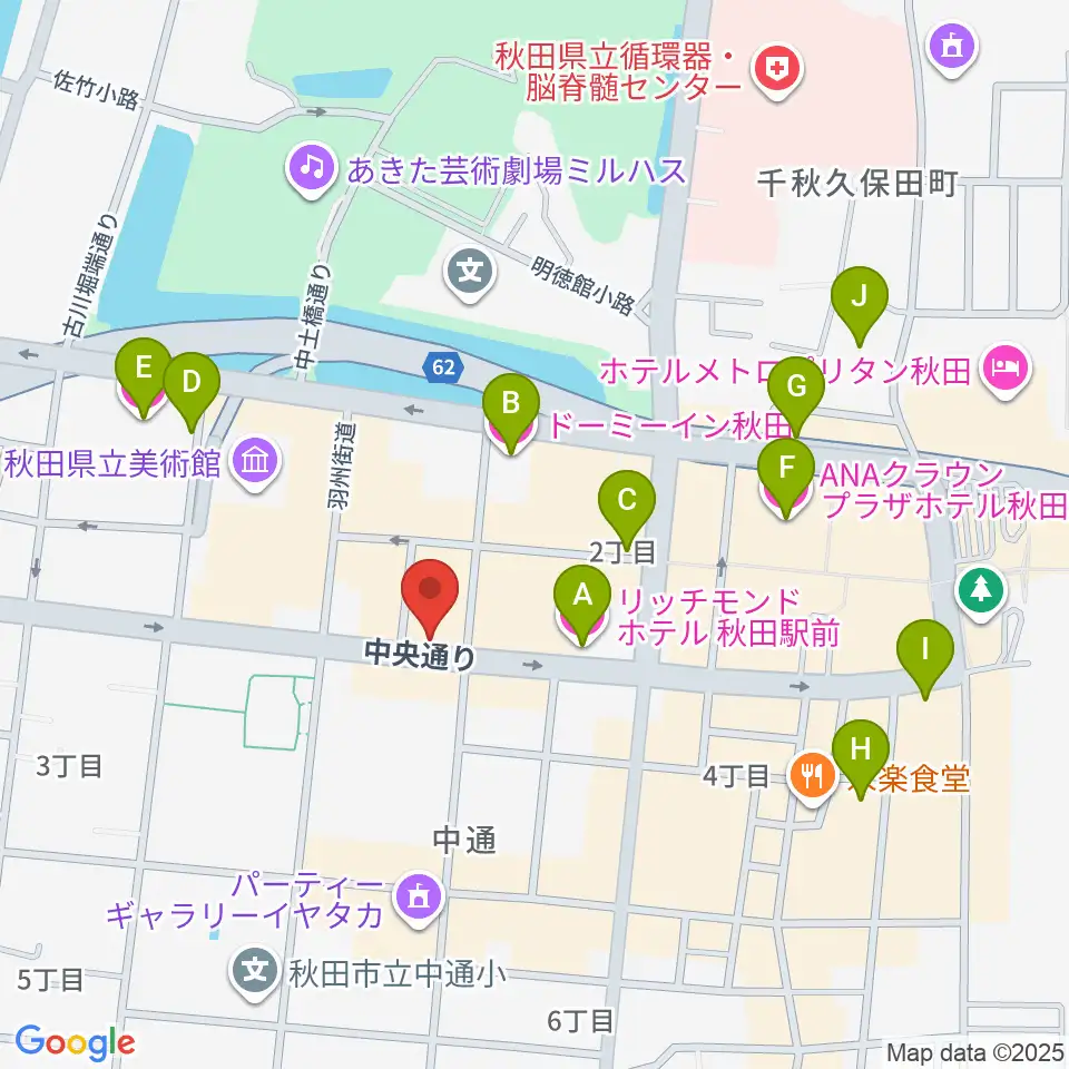 カワイ秋田ショップ周辺のホテル一覧地図