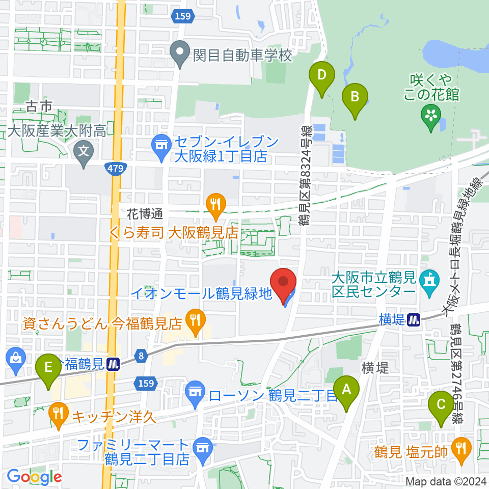 山野楽器 イオンモール鶴見緑地店周辺のホテル一覧地図